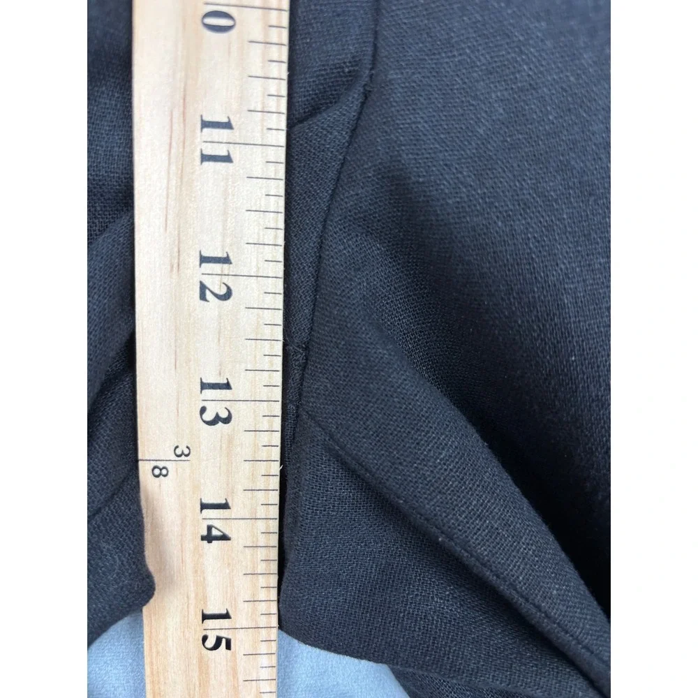 The Linen Connection Henri Valdise Mens Black 100% Linen Pleated Cuffed Pants 36